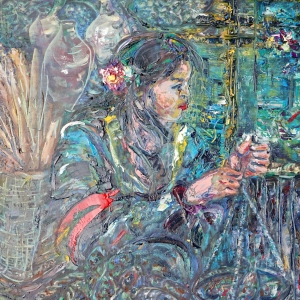 Dina Chhan Cambodian Painting - Fish Wife